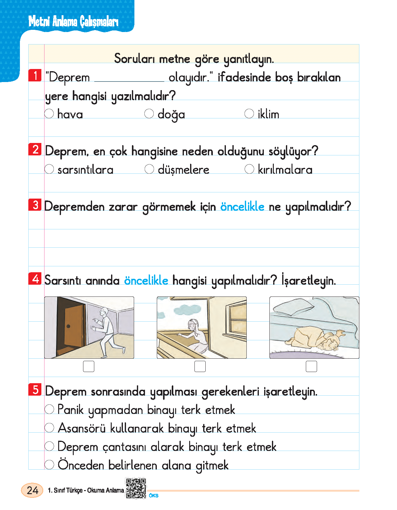 1. Sınıf Türkçe Okuma Anlama