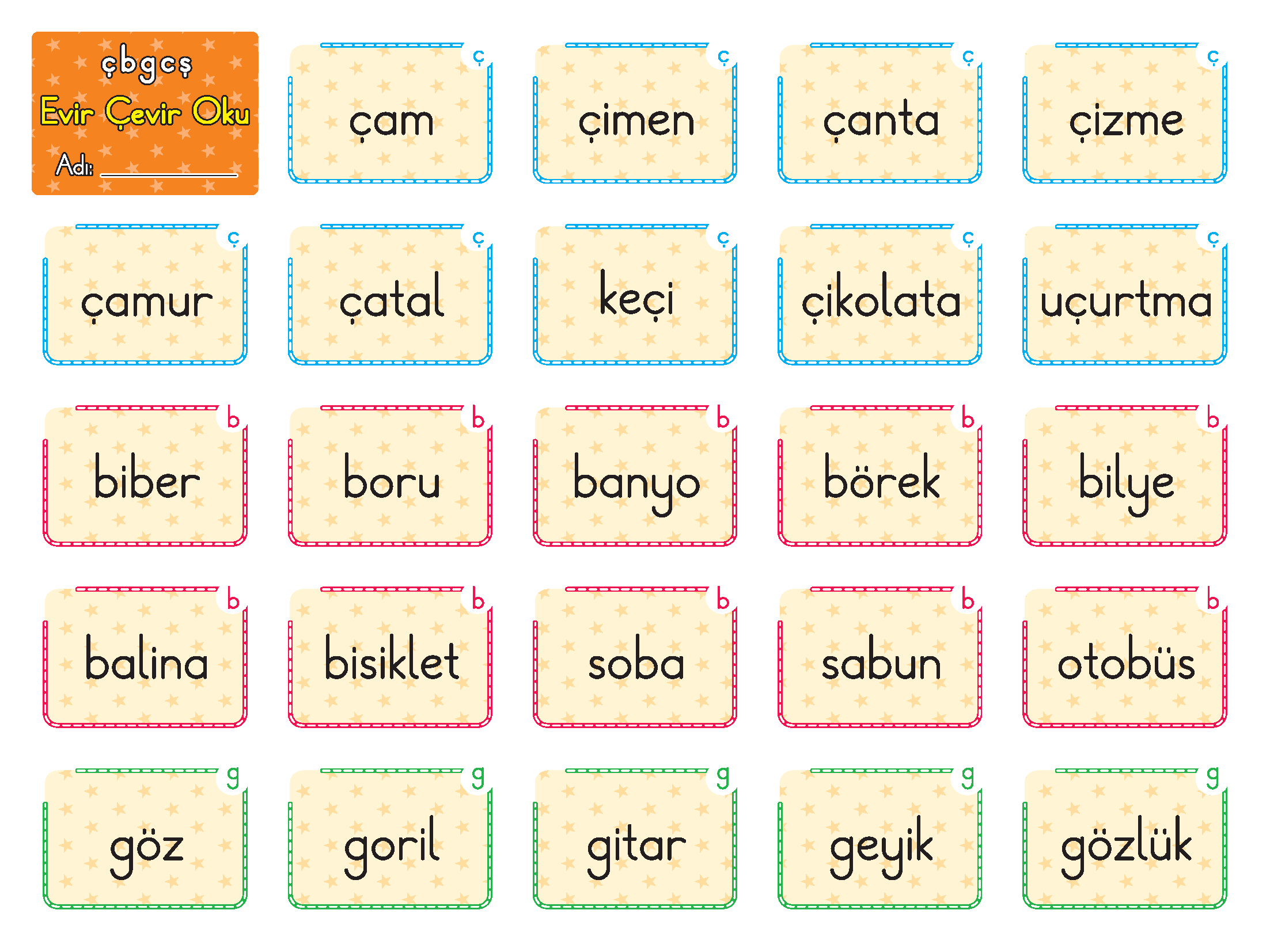 Okuma Yazma 4’lü Eğitim Kartları